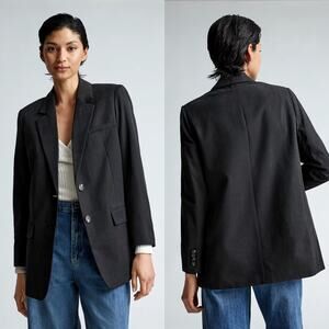 Everlane The Tencel Oversized Blazer Black 2 Button Front L/S Women's 16 NWT